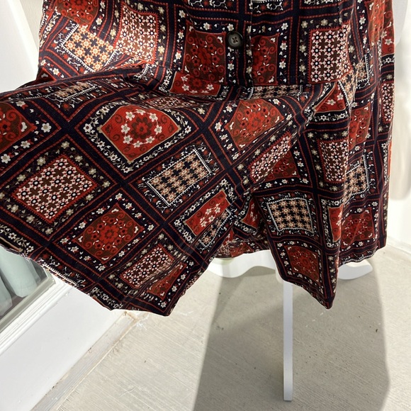 Vintage 60s 70s Brown and Black Geometric Trippy Hippie Patchwork Romper - Picture 4 of 7